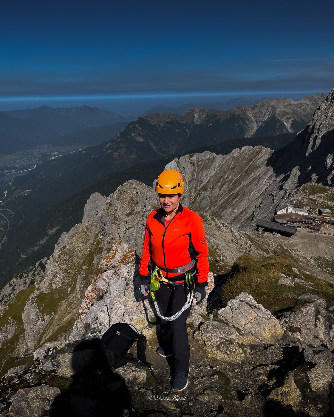 Shanu Rana on a via ferrata ridge in the Karwendel mountains